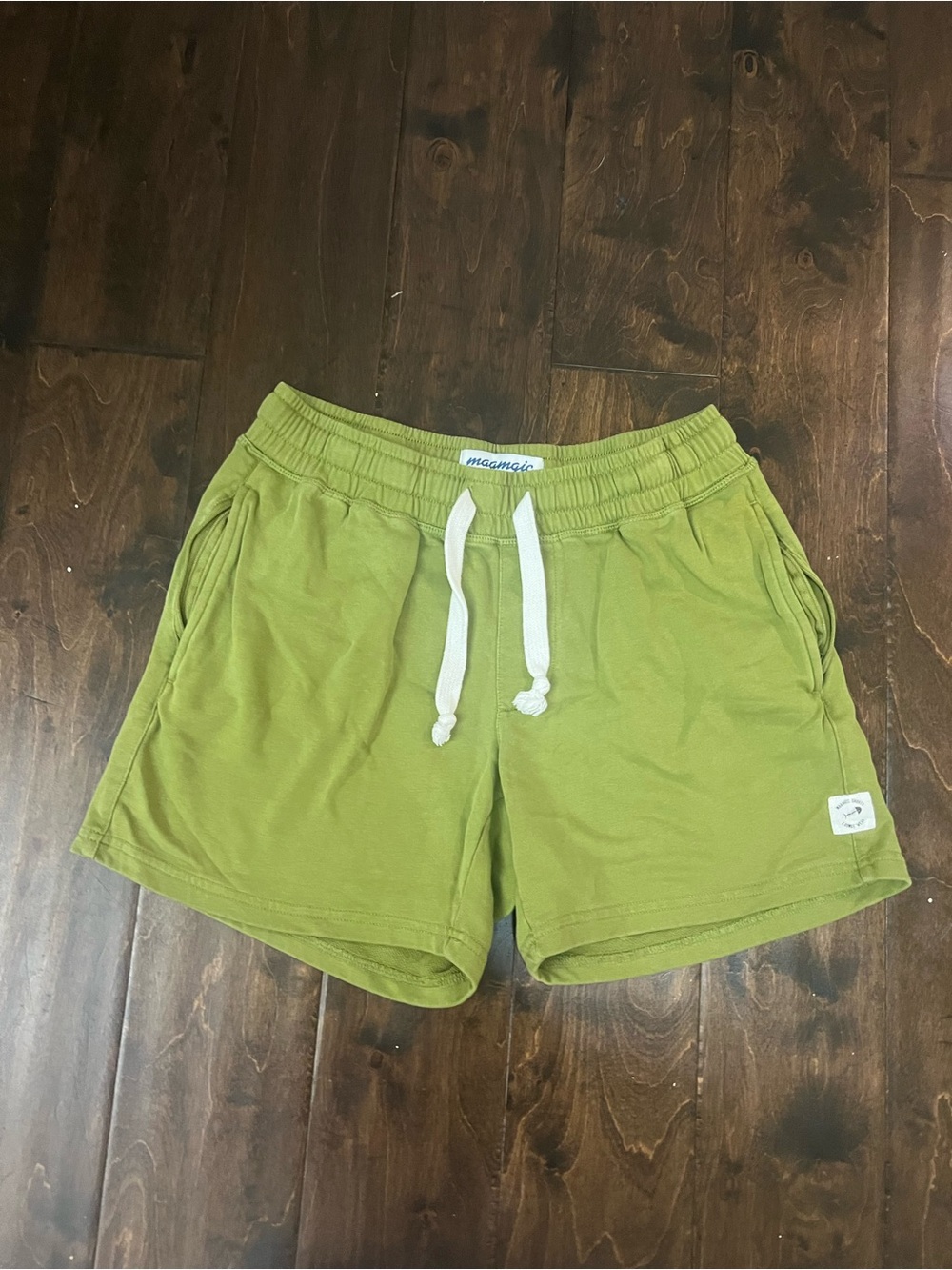 Men's Olive Athletic Drawstring Shorts with Side Pockets